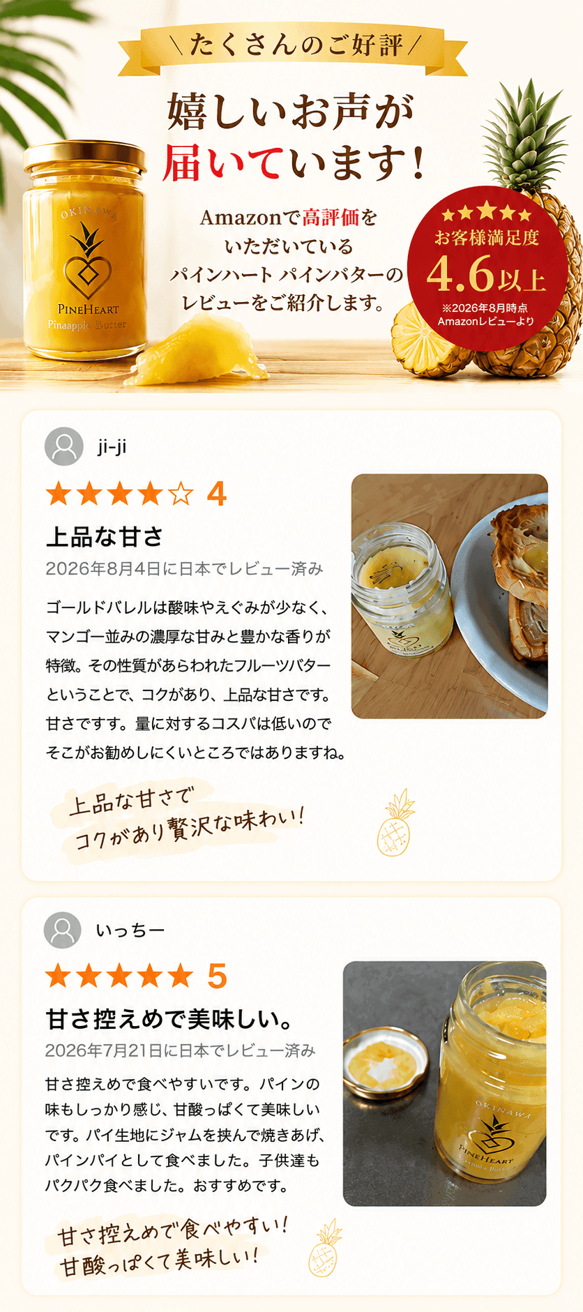 パインバター Amazonレビュー